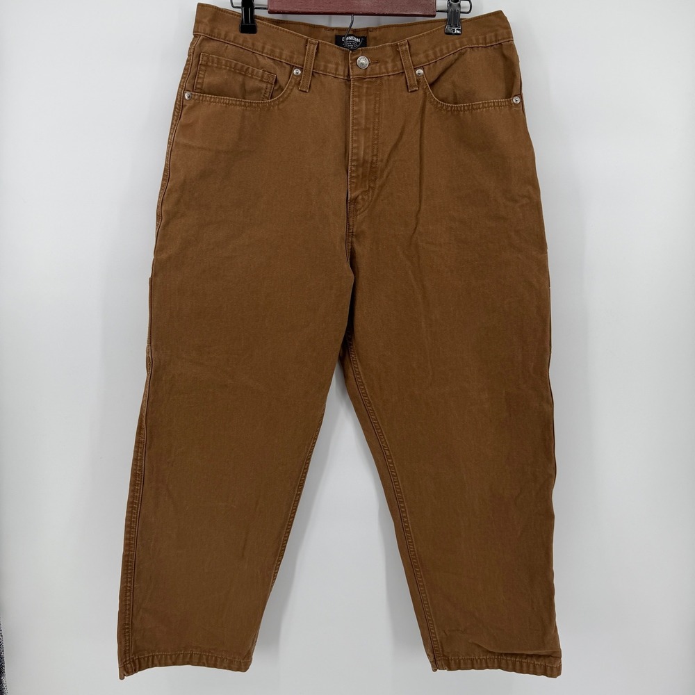 Levi's Denizen Carpenter Pants Mens 34x26 Brown Utility Workwear Relaxed Canvas - Picture 2 of 14